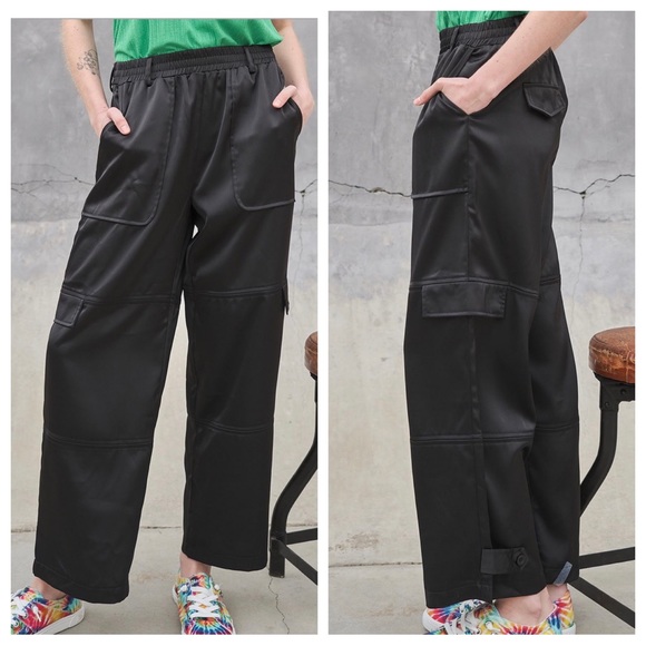 It’s All About The Satin Cargo Pants with Front Tie - Picture 2 of 4